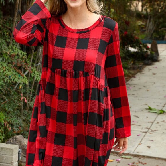New Plaid Babydoll Midi Swing Dress with Pockets Size 3x - Picture 3 of 8